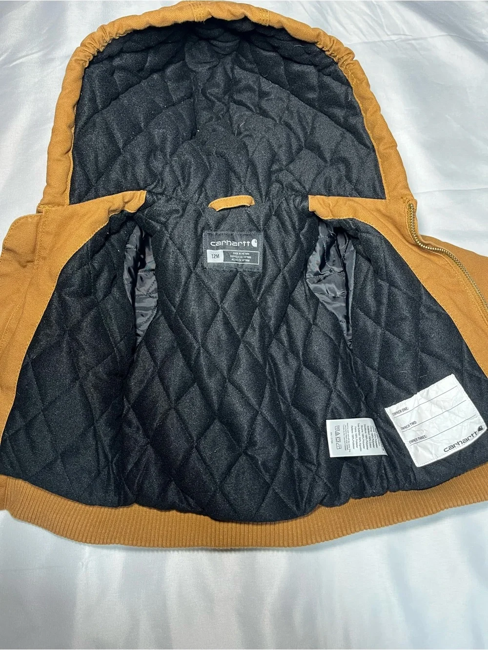 Carhartt Infant Jacket 12M Duck Canvas Tan Brown Full Zip Insulated Coat